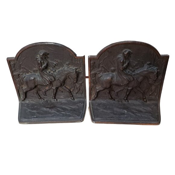 Hubley Pair of Heavy Antique Cast Iron George Washington Bookends, Artist Signed - Picture 1 of 8